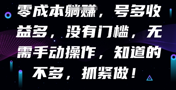零成本全自动，号多收益多，没有门槛，无需手动-复盘人