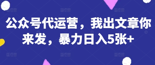 公众号代运营，我出文章你来发，暴力日入5张+【揭秘】-复盘人