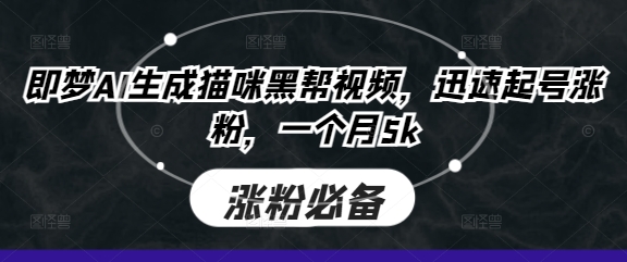 即梦AI生成猫咪黑帮视频，迅速起号涨粉，一个月5k-复盘人