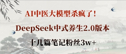 AI中医大模型杀疯了！DeepSeek中式养生2.0版本，十几篇笔记粉丝3w+-复盘人