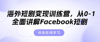 海外短剧变现训练营，从0-1全面讲解Facebook短剧-复盘人