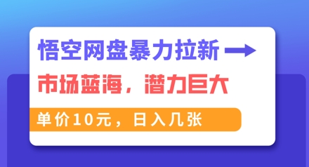悟空网盘暴力拉新：一单10元，市场空白，日入几张-复盘人