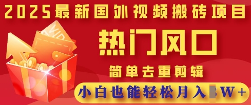 2025最新视频搬砖项目，热门风口，简单去重剪辑，小白也能轻松月入过W-复盘人