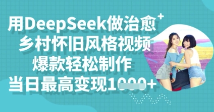 用DeepSeek做治愈乡村怀旧风格视频，爆款轻松制作，当日最高变现多张-复盘人